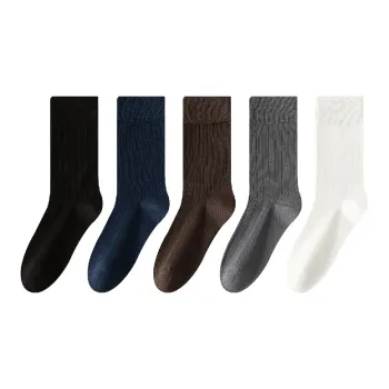 AUGUST Mid Calf Socks Men's 5 Pack Mixed Color
