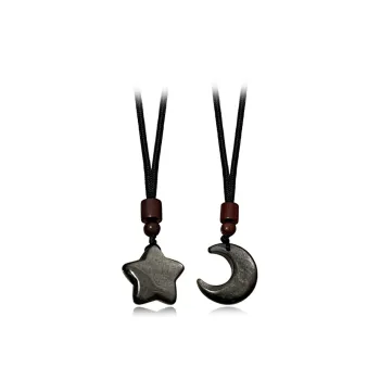 Muyan Obsidian Star Moon Necklace Unisex
