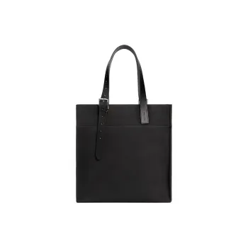 HERMES Goeland Canvas With Hunter Cow Leather Canvas Bag Tote Bag Shopping Bag Handbag Shoulder Bag Women's Black