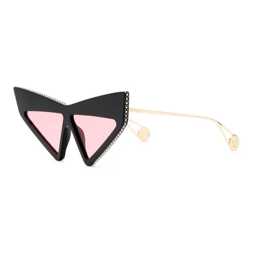 GUCCI Metal Acetate Crystal Irregular Shape Sunglasses Women's Black