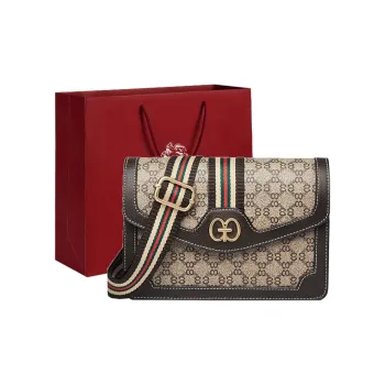 Old Man's Head PVC Shoulder Bag Small Size Women's Coffee