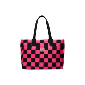 Herschel Recyclable Material Tote Bag Shopping Bag Handbag Women's Plaid Neon Pink/Black