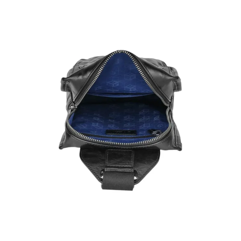 GOLDLION Cow Leather Sling Bag Medium Size Men's Black-6