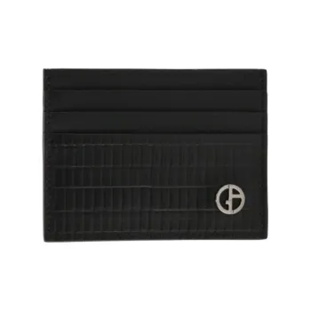 GIORGIO ARMANI Calfskin Card Holder Men's Black