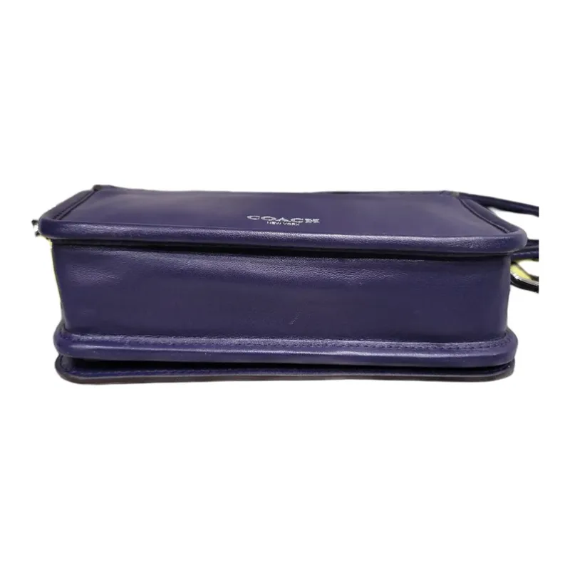 COACH Penny Leather Wallet Envelope Bag Shoulder Bag Women's Purple Blue-3