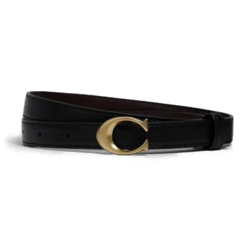 COACH Cow Leather Leather Belts Women's Black Width 1.8cm