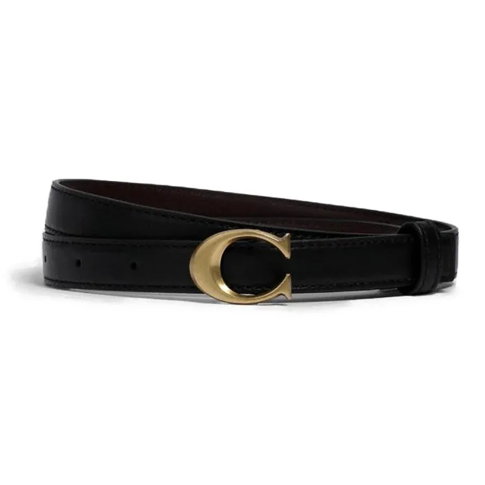 COACH Cow Leather Leather Belts Women's Black Width 1.8cm-0
