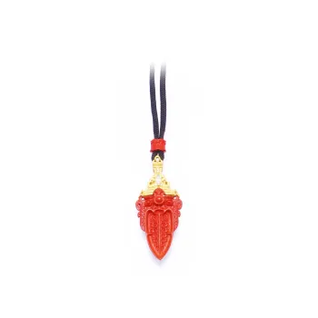 Pan Homestead Reconstructed Cinnabar 925 Sterling Silver Jade Pendants Unisex Reconstructed Cinnabar