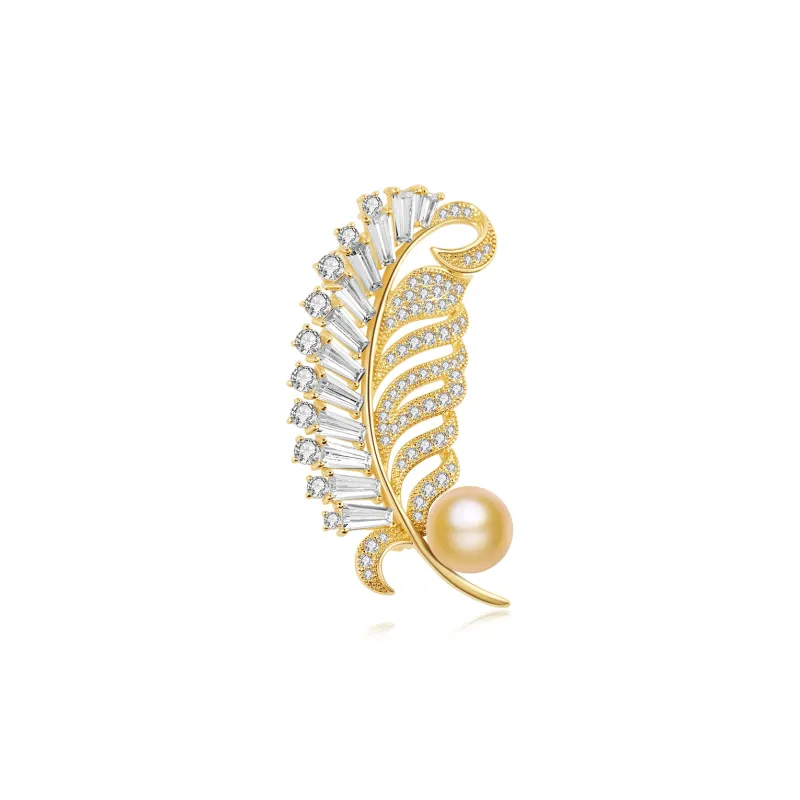 CLORIS YING Pearl Brooch Women's Golden South Sea Pearl Tahitian Black Pearl Brooch Women's-0