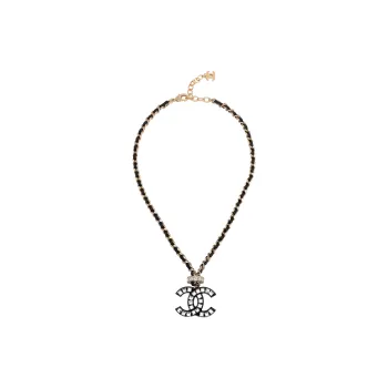CHANEL Rhinestone Necklaces Women's Gold