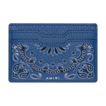 AMIRI Leather Card Holder Men's Blue
