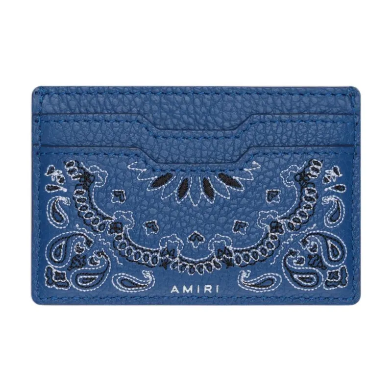 AMIRI Leather Card Holder Men's Blue-0