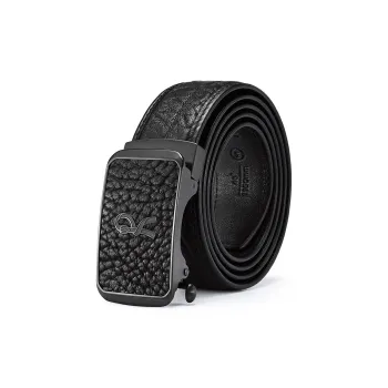 ROBERTA DI CAMERINO Bison Leather Belts Men's Black 3.45CM Writing A Greeting Card And Printing Photos