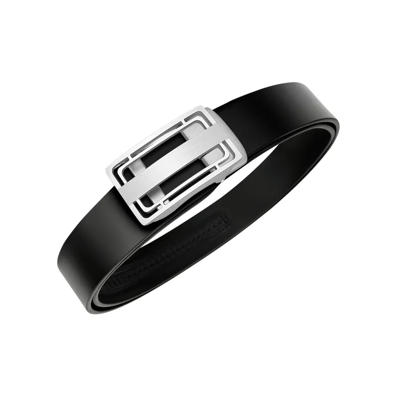 Jaylen Oos Cowhide Stainless Steel Leather Belts Men's 3.5cm-3
