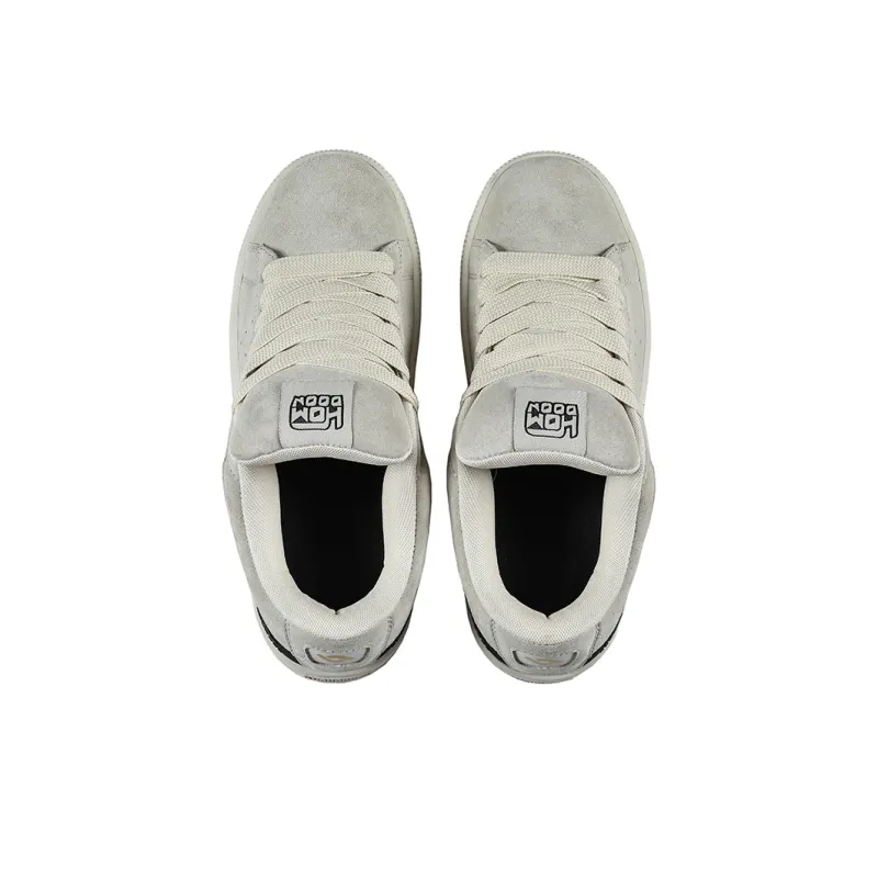 HOMDOON Coverage Anti Slip And Wear Resistant Low Top Skateboard Shoes Unisex Light Gray-3