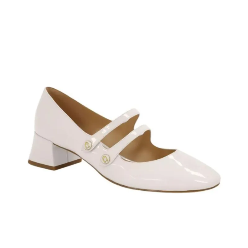 COACH Angelina Spool Heel Mary Jane Shoes 3.8cm Women's Beige-2