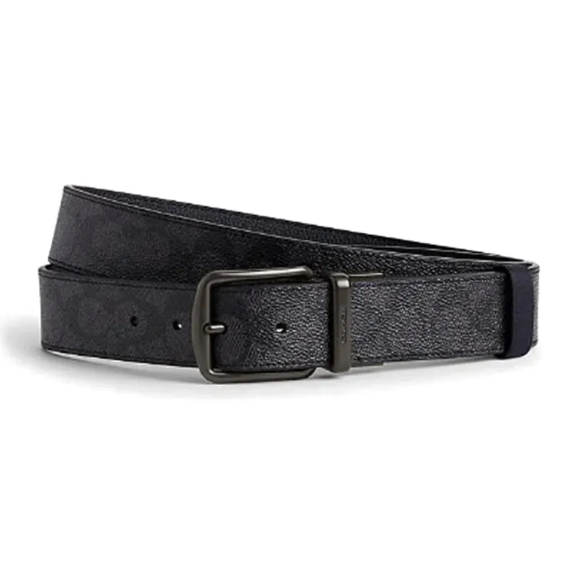 COACH Cow Leather Belts Men's Marine Blue Width 3.8CM-1