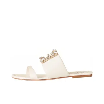 Roger Vivier Broche Vivier Series Genuine Leather Sole Slip Resistant Slide Slippers Women's