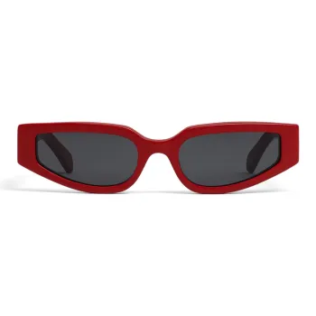 CELINE Acetate Irregular Shape Sunglasses Women's Red