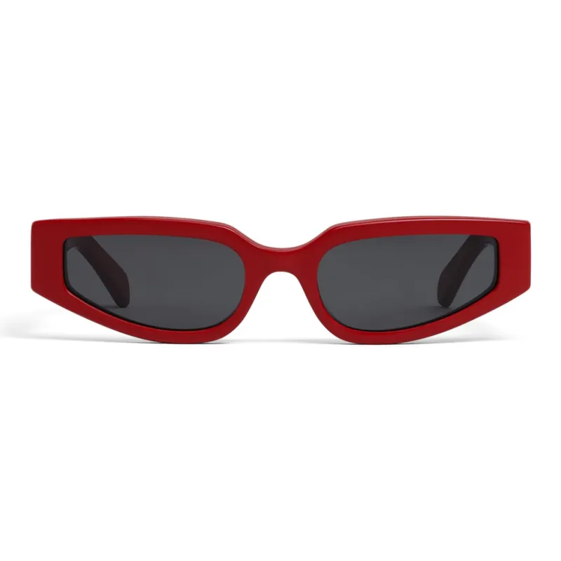 CELINE Acetate Irregular Shape Sunglasses Women's Red-0