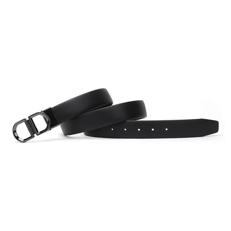 ELLE HOMME Plate Buckle Belt For Men Genuine Leather Alloy Buckle Men's Belt Men's Black Width 3.4cm-3