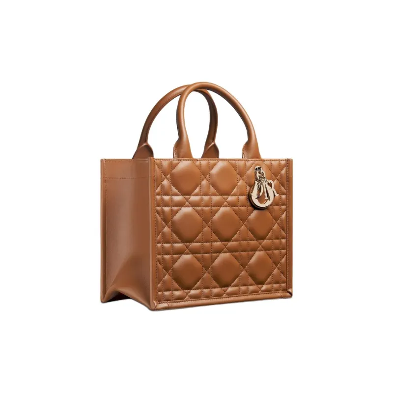 DIOR BookTote Calfskin Tote Bag Shopping Bag Shoulder Bag Crossbody Bag Handbag Small Size Women's Gold Brown-2