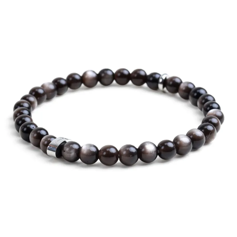 FOUNDIN Gold Sheen Obsidian Silver Sheen Obsidian Bracelets Unisex-24