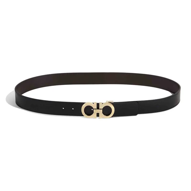 Ferragamo Reversible And Adjustable Gancini Belt Polished-0