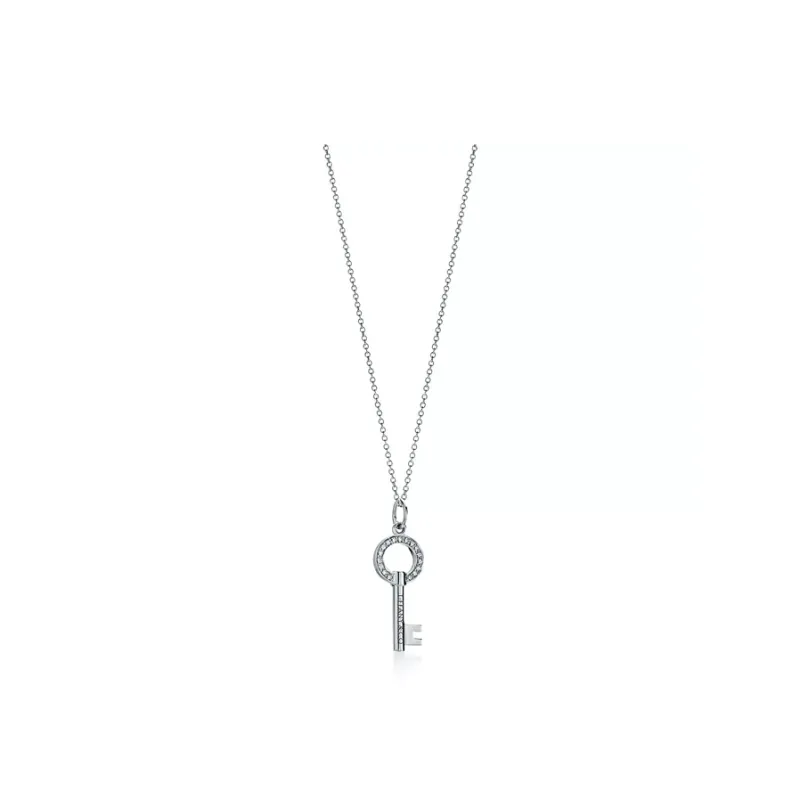 TIFFANY & CO. 18K White Gold Diamonds Necklaces Women's Silver-0