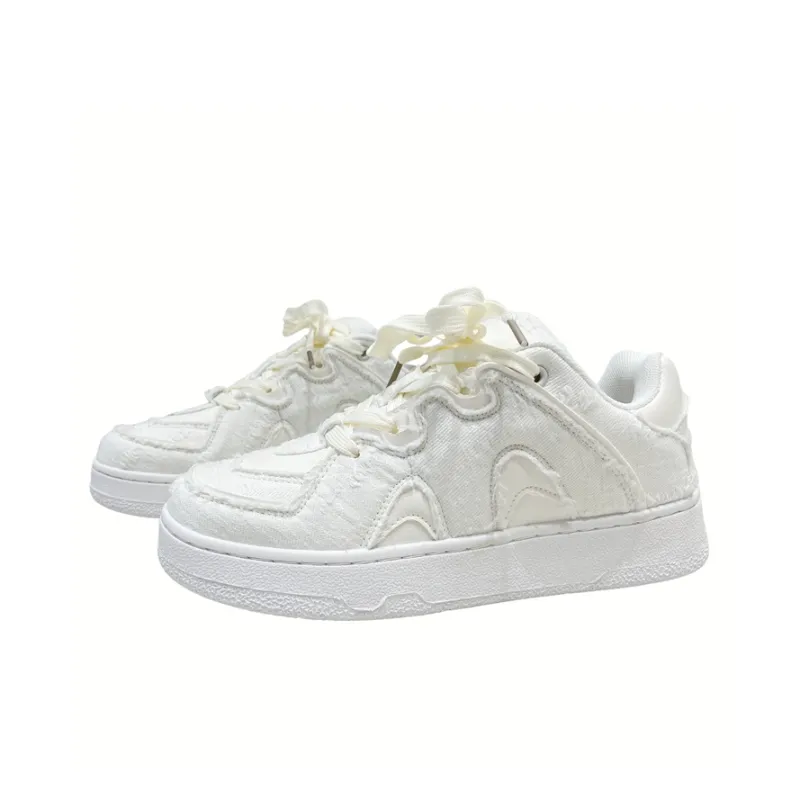MQGAll Anti Slip And Wear Resistant Breathable Low Top Skateboard Shoes Unisex Ecru-2