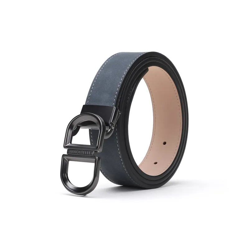 ELLE HOMME Plate Buckle Belt Genuine Leather, Alloy Buckle Top Grain Cow Leather Belt Men's Light Brown Width 3.4cm-7