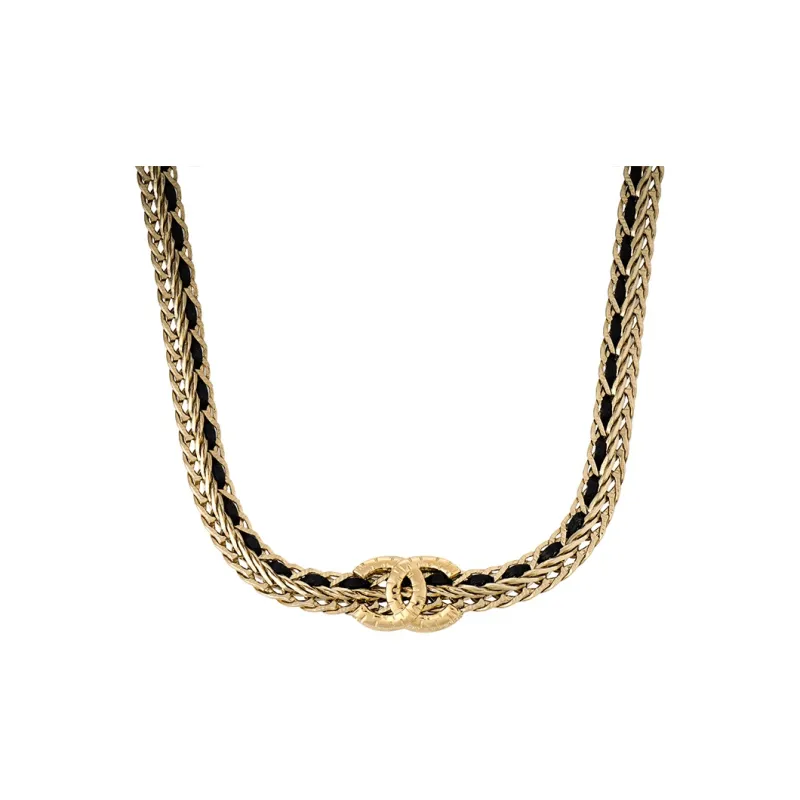 CHANEL Lambskin Necklaces Women's Black/Gold-1