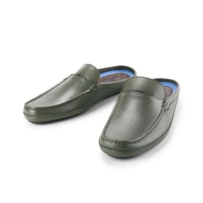 Hush Puppies Slip-Resistant Abrasion-Resistant Wrap-toe Slippers Men's Olive-1