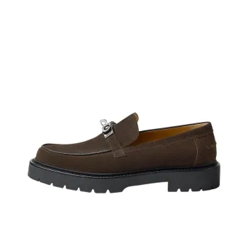 HERMES Icone Loafers Men's Dark Brown