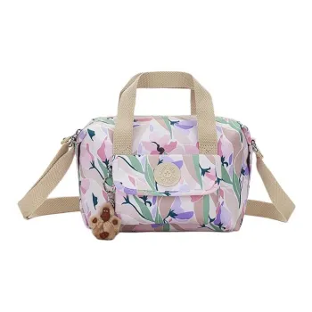 Kipling Polyester Shoulder Bag Crossbody Bag Handbag Small Size Women's Light Sand Beige Patchwork/Morandi Floral Print