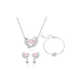 (Heartbeat Pink) Necklaces+Bracelets+Stud Earrings