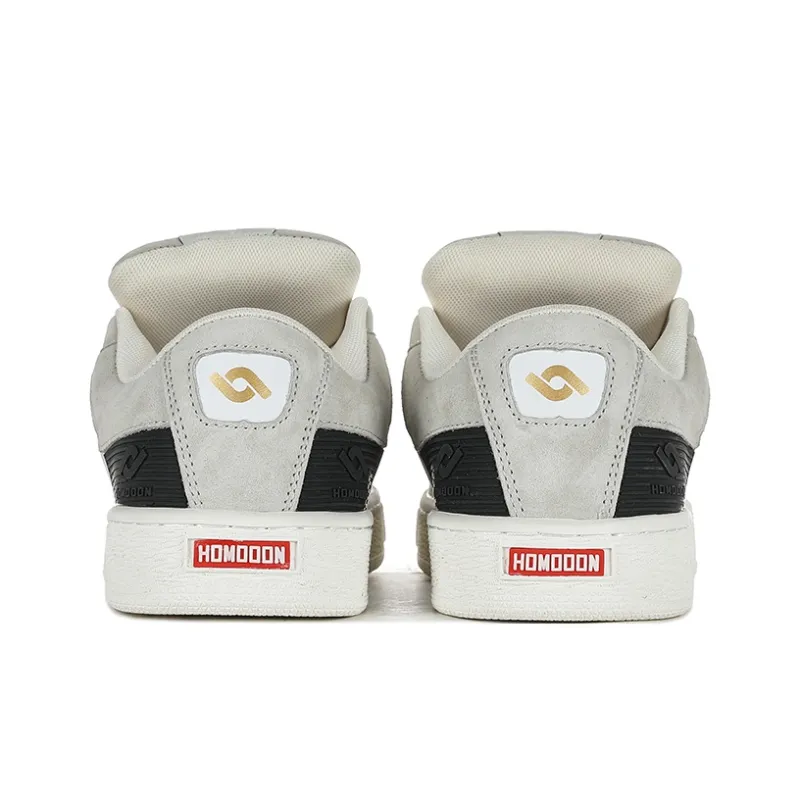 HOMDOON Coverage Anti Slip And Wear Resistant Low Top Skateboard Shoes Unisex Light Gray-4