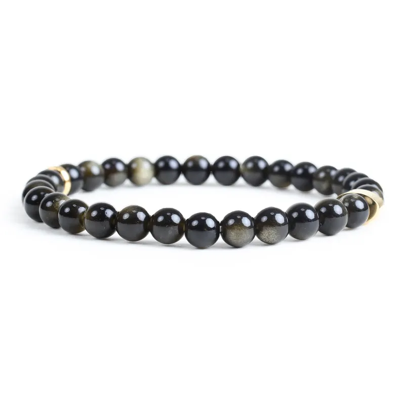 FOUNDIN Gold Sheen Obsidian Silver Sheen Obsidian Bracelets Unisex-2