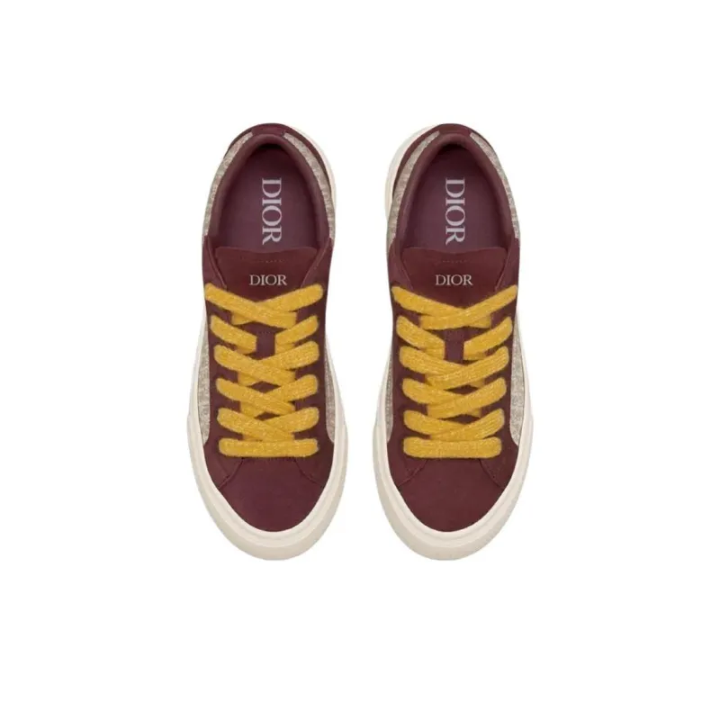 DIOR B33 Platform Shoes Low Top Skateboard Shoes Men's Burgundy-3