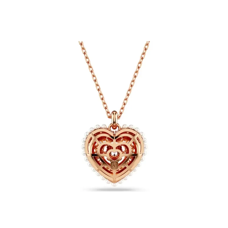 Swarovski Cubic Zirconia Faux Crystal Rose Gold Tone Plated Faux Pearl Necklaces Women's Rose Gold-1