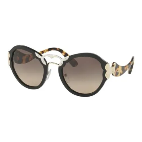 PRADA Plastic Irregular Shape Sunglasses Women's Brown