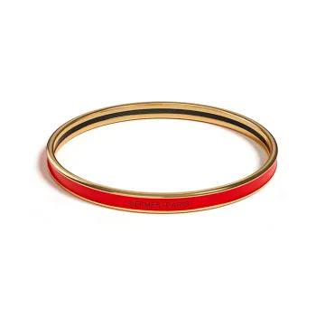 HERMES Enamel Gold plated Bangles Unisex Red
