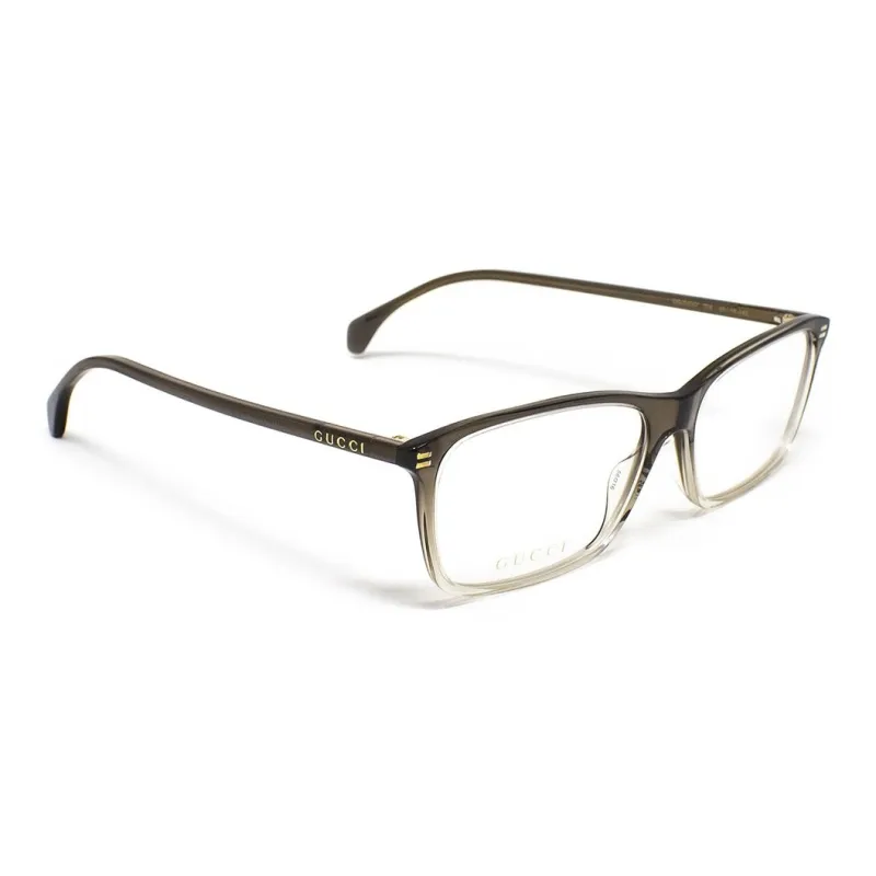 GUCCI Acetate Rectangular Eyeglass Frames Men's Gray Green-1