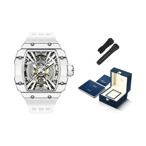 HaofaTourbillon Arknights Series Mechanical Movement Rubber Strap Watch Men's Watches Cut-Out Dial