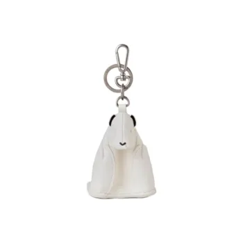 Mulberry Leather Keychains Unisex White