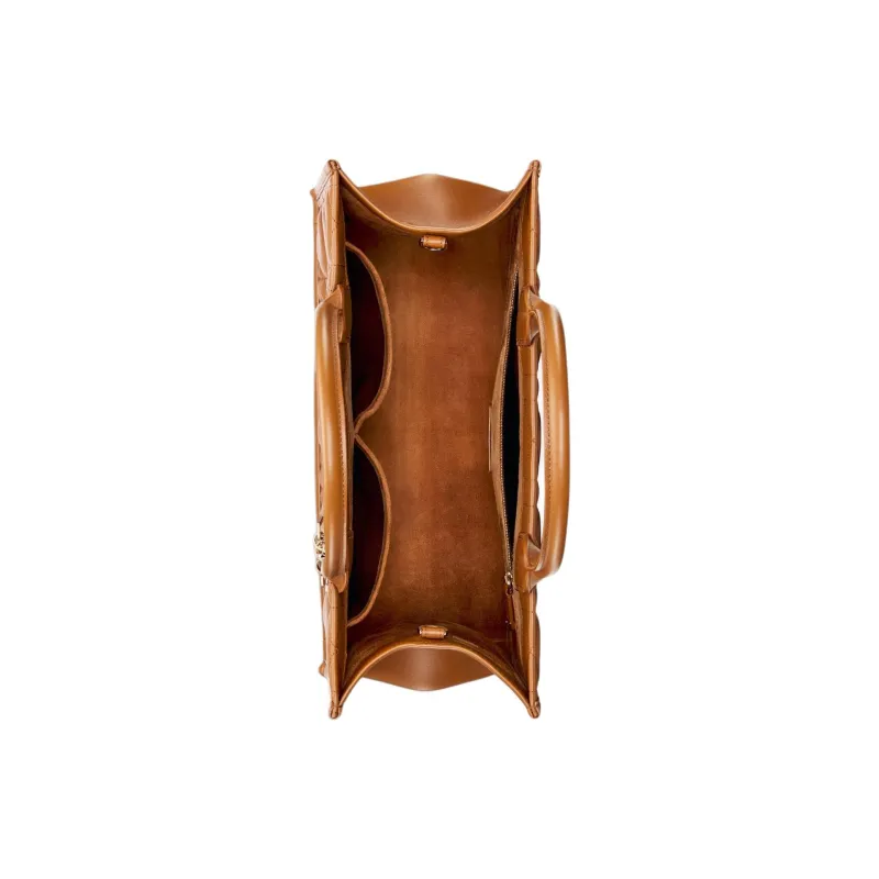 DIOR BookTote Calfskin Tote Bag Shopping Bag Handbag Medium Size Women's Gold Brown-4