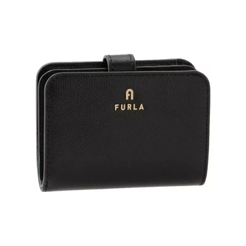 Furla Leather Wallet Trumpets Women's Black-1