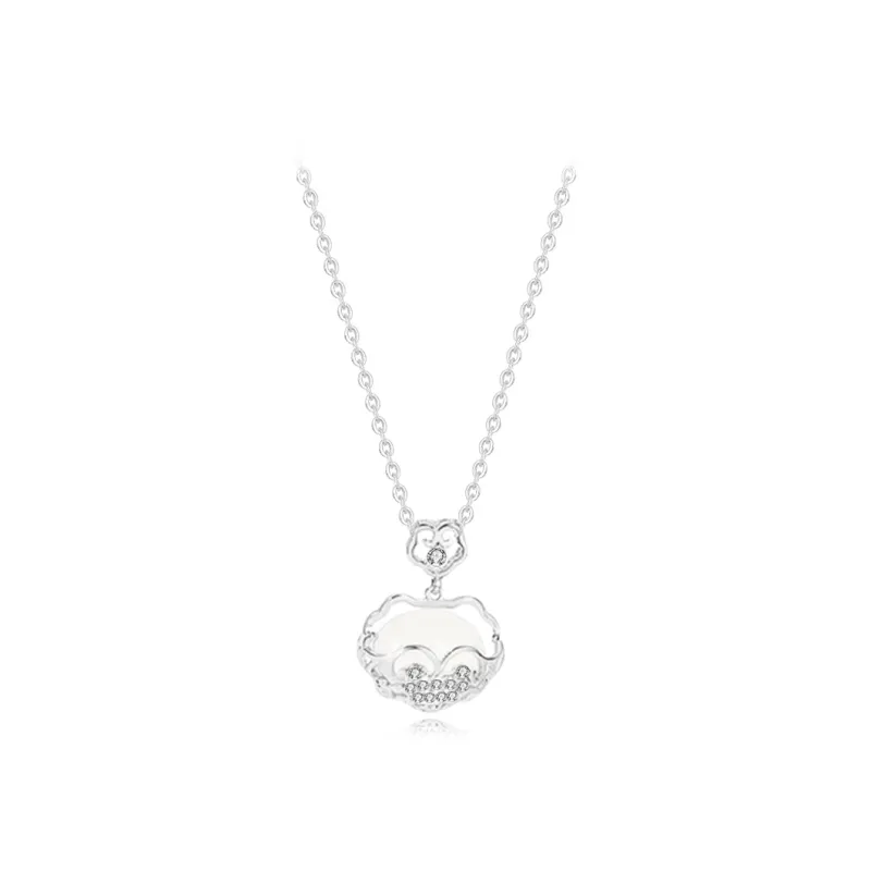 Muyan Colored Glaze Ruyi Peace Lock Jade Necklace Women's-1