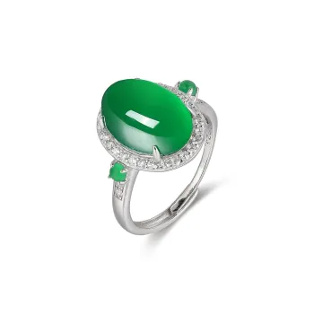 Cuiya Golden Building Chalcedony Jade Rings Unisex