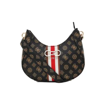 GUESS Artificial Leather Crescent Bag Crossbody Bag Shoulder Bag Medium Size Women's Black Brown